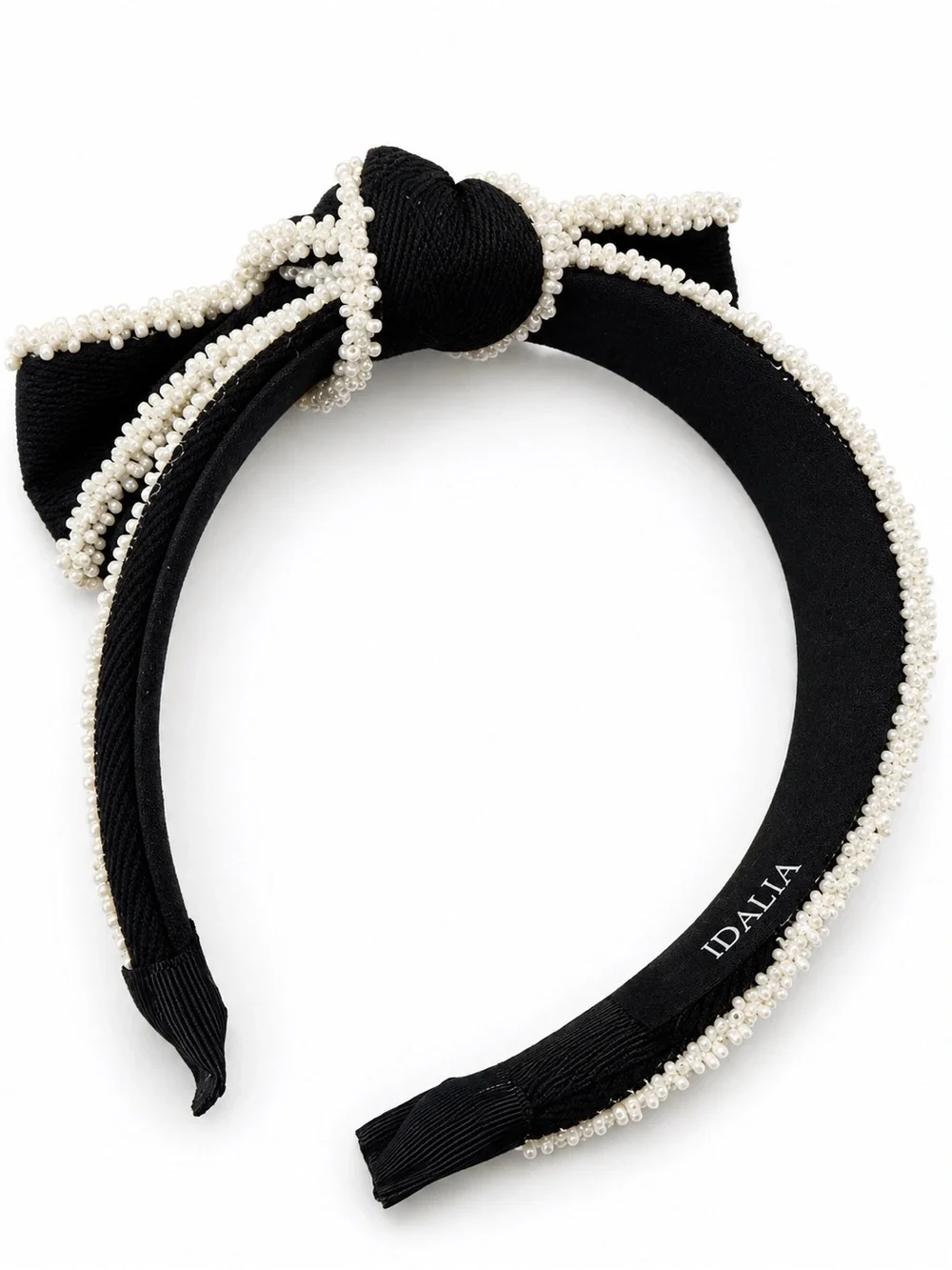 IDALIA Black White Beaded Knotted Headband Faux Pearl Padded Hair Accessory